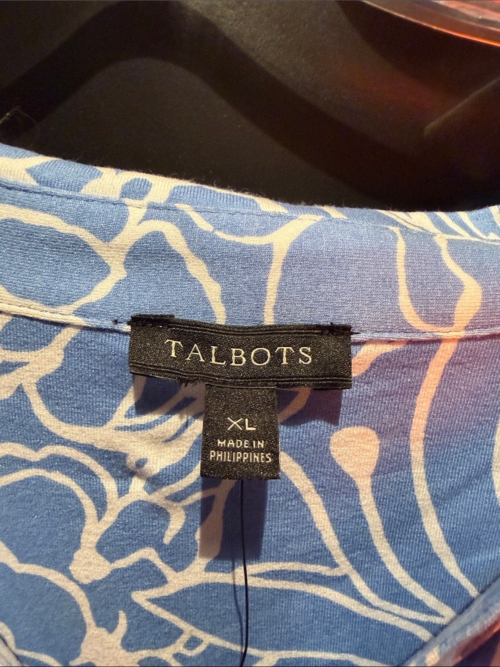 Talbots NWT Dancing Flowers Belted Fit & Flare Shirtdress Blue White Size - Picture 2 of 4